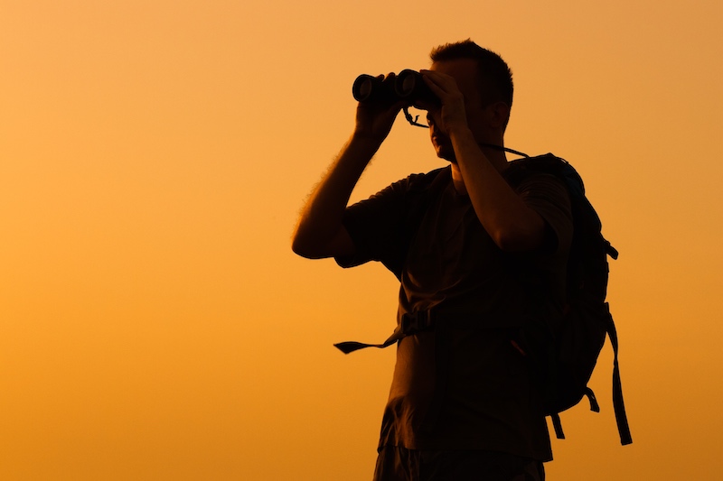 Profile pic with binoculars.